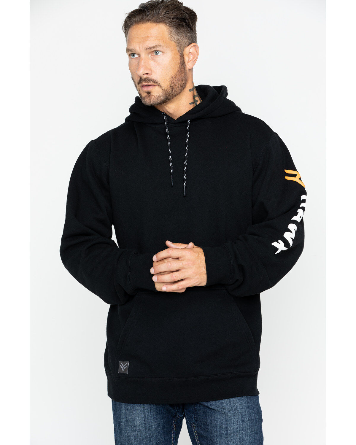 Image #1 - Hawx Men's Logo Sleeve Hooded Work Sweatshirt - Big, Black, hi-res