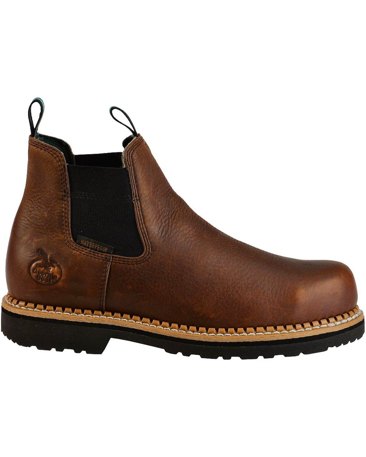 Image #2 - Georgia Boot Men's Romeo Waterproof Slip-On Work Shoes - Steel Toe, Brown, hi-res