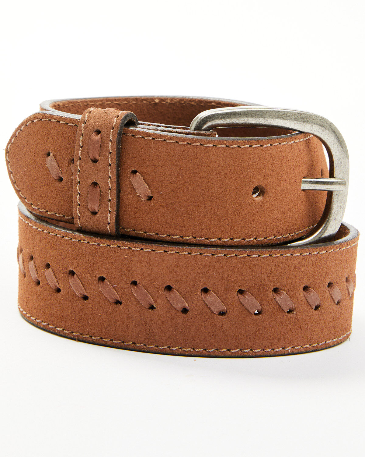 Cowgirls Rock Women's Solid Perforated Belt, Brown, hi-res