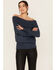 Image #1 - Shyanne Women's Off The Shoulder Cable Knit Sweater, Navy, hi-res