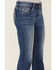 Image #2 - Miss Me Girls' Dark Wash Steerhead Pocket Bootcut Stretch Denim Jeans, Blue, hi-res