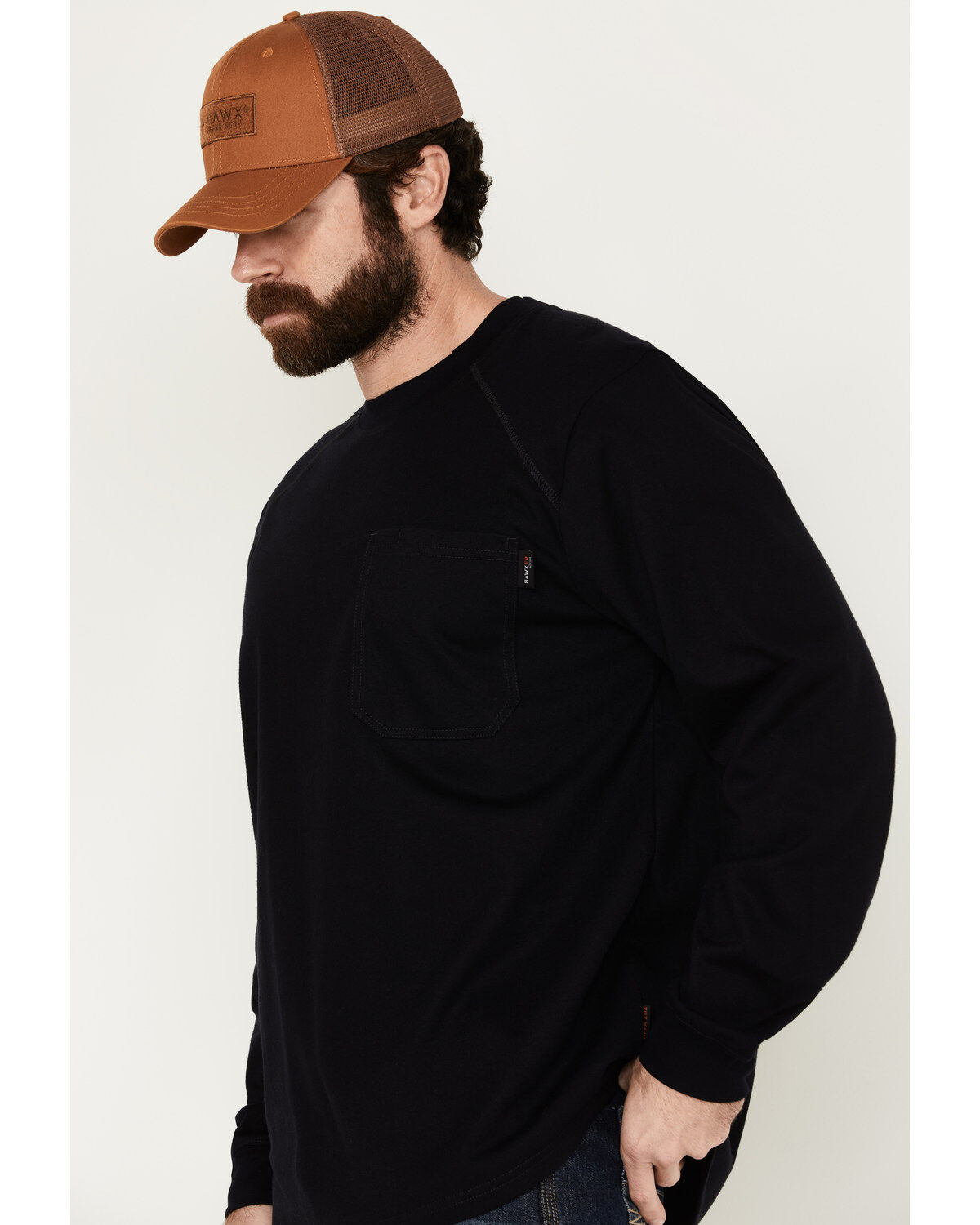 Image #2 - Hawx Men's FR Long Sleeve Pocket T-Shirt - Tall, Navy, hi-res