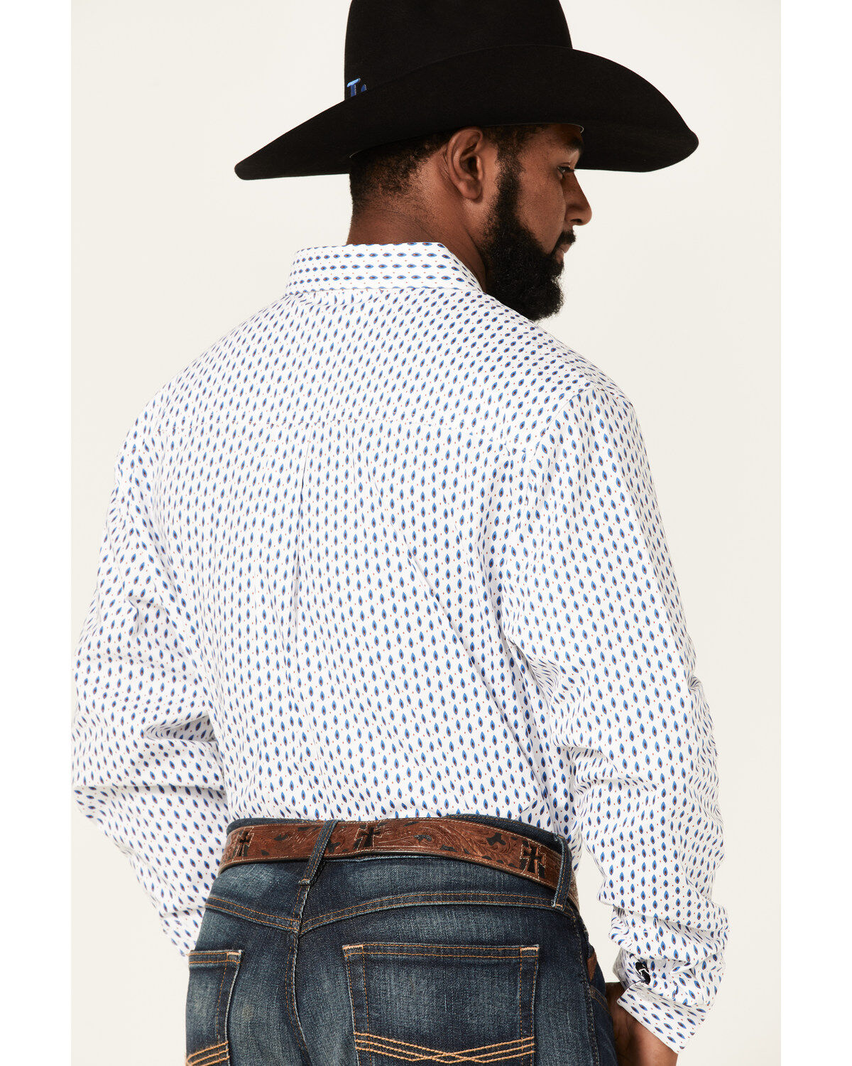 Image #4 - RANK 45&reg; Men's Trained Geo Print Long Sleeve Button-Down Western Shirt, White, hi-res