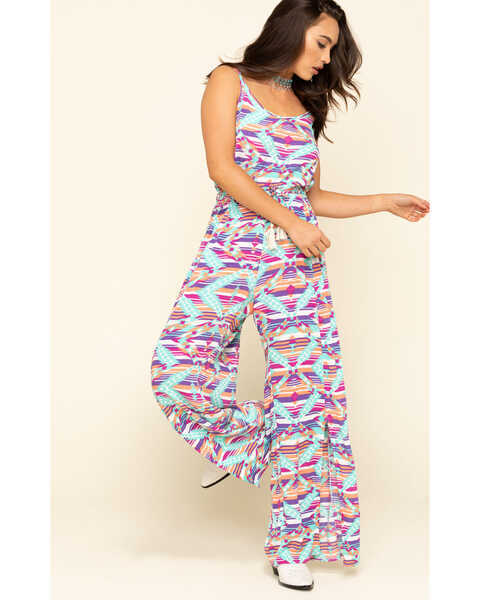 Image #6 - Rock & Roll Denim Women's Southwestern Striped Jumpsuit , Turquoise, hi-res