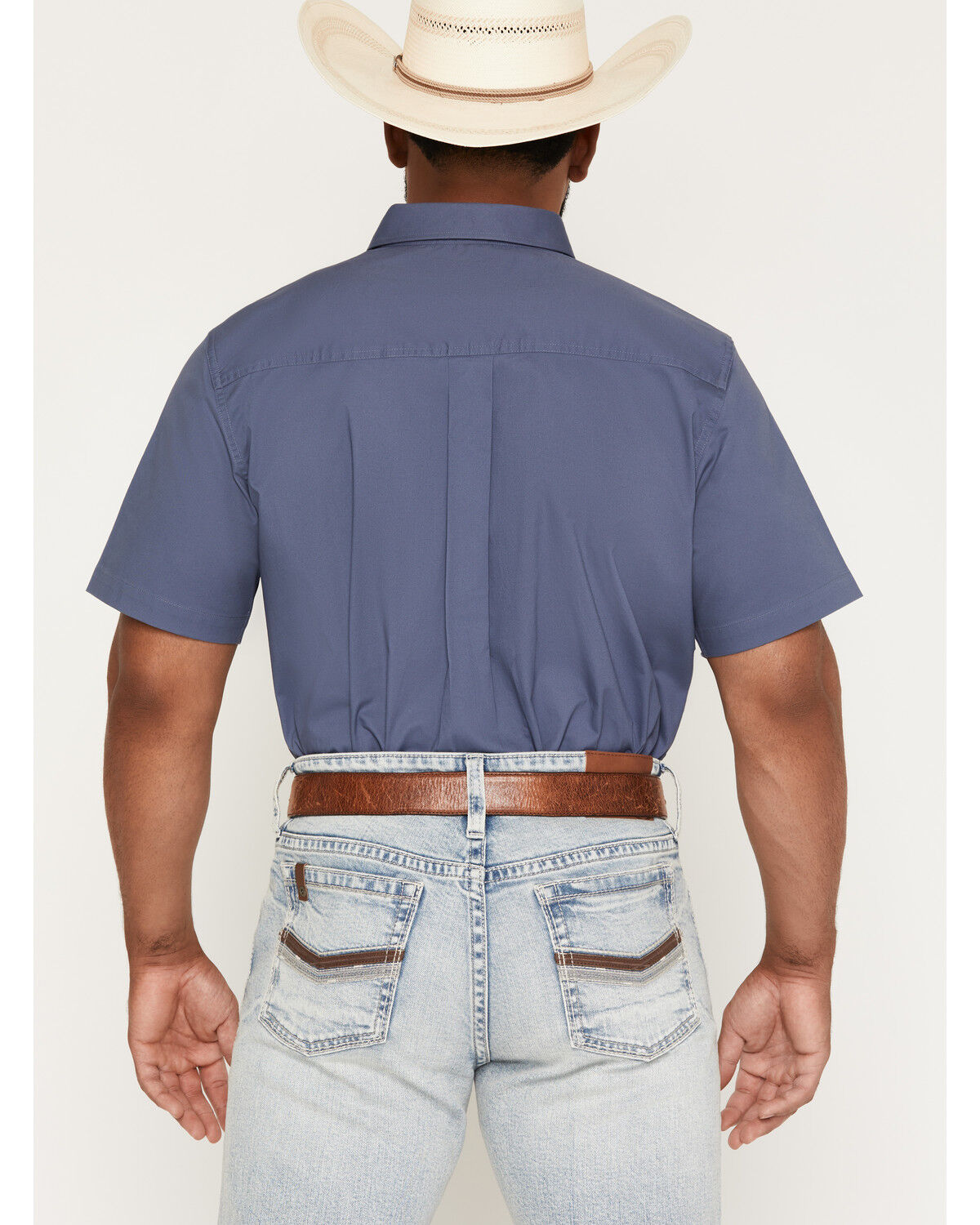 Image #4 - Cody James Men's Solid Twill Short Sleeve Button-Down Stretch Western Shirt, Slate, hi-res
