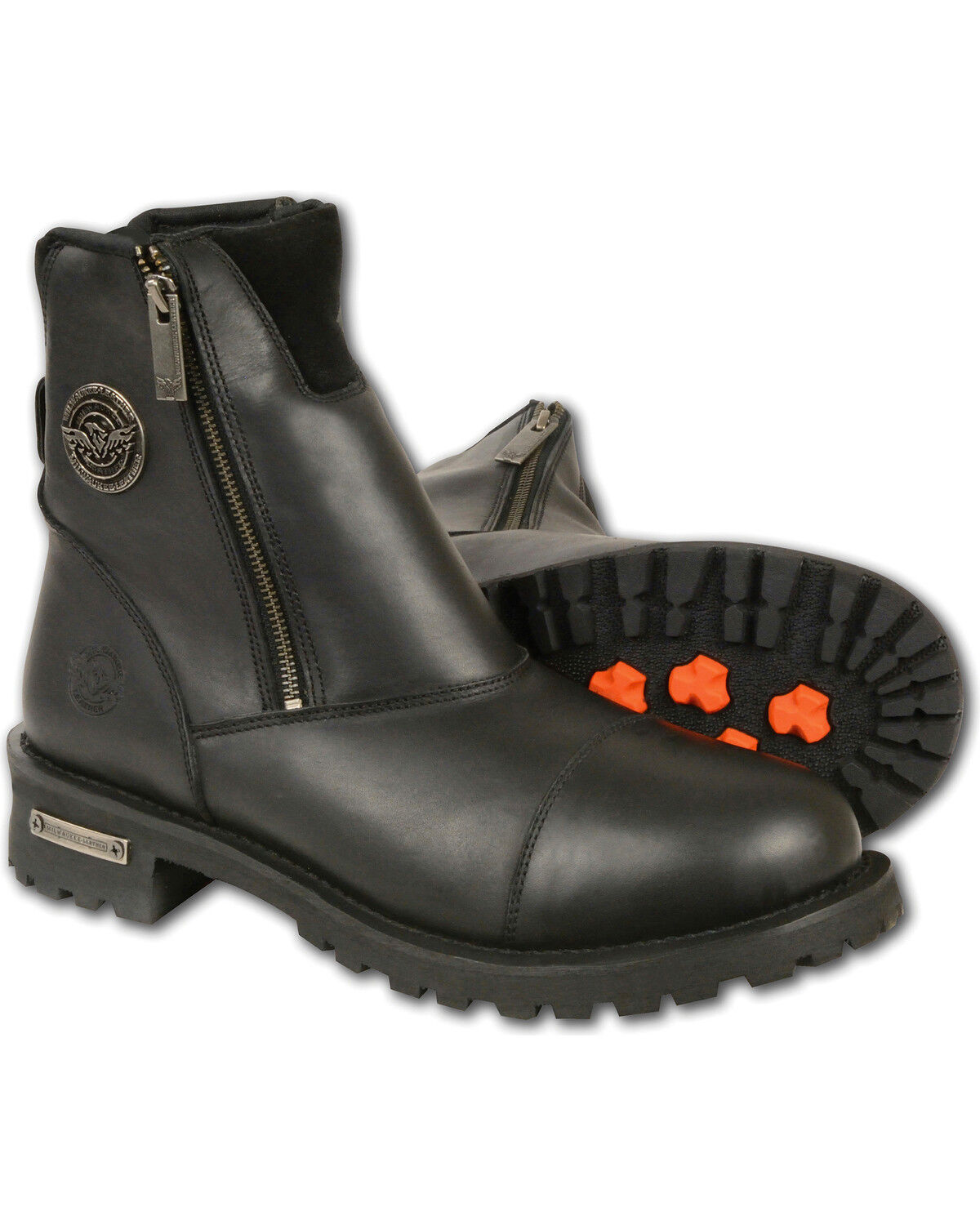 Image #1 - Milwaukee Leather Men's Super Clean Double Sided Zipper Boots - Round Toe, Black, hi-res