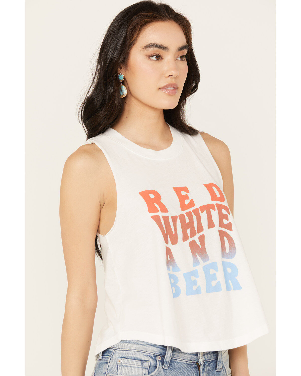 Image #2 - White Crow Women's Red, White and Beer Graphic Tank, , hi-res