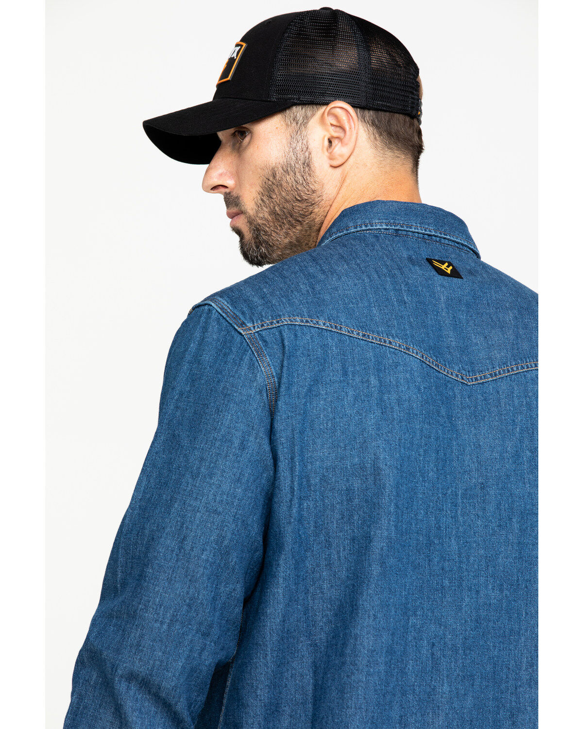 Image #5 - Hawx Men's Stonewashed Denim Snap Long Sleeve Work Shirt, Blue, hi-res