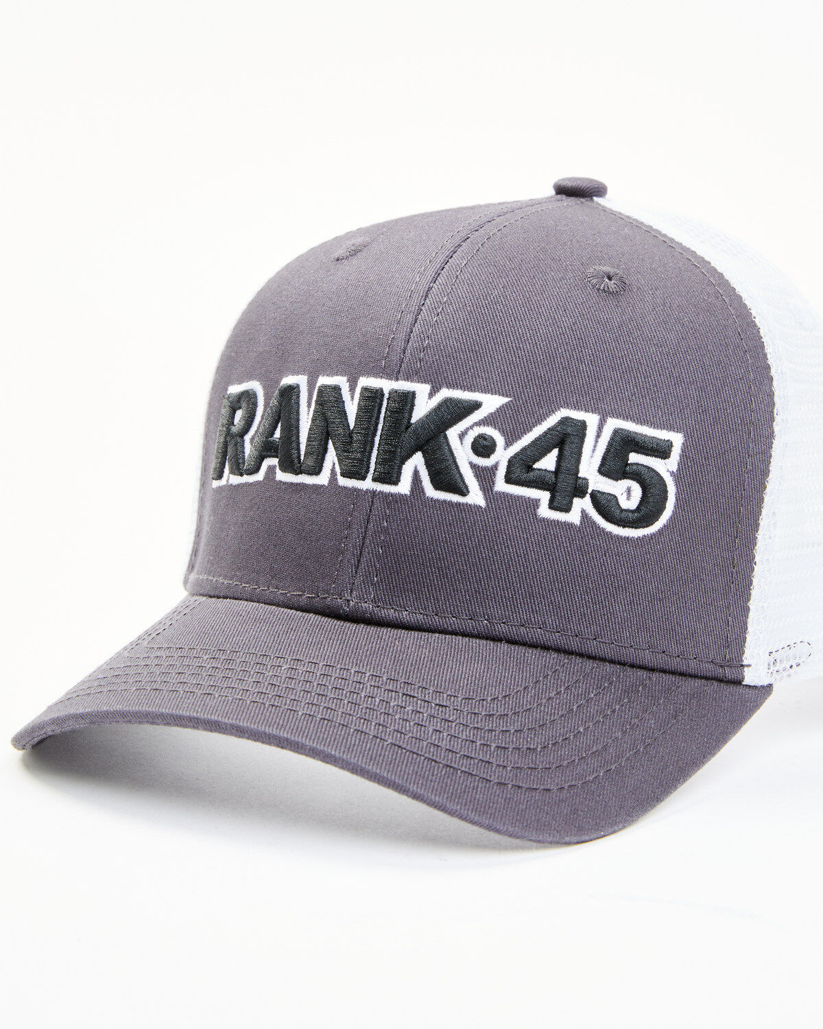 Image #1 - RANK 45&reg; Men's Embroidered Logo Mesh-Back Ball Cap, Grey, hi-res