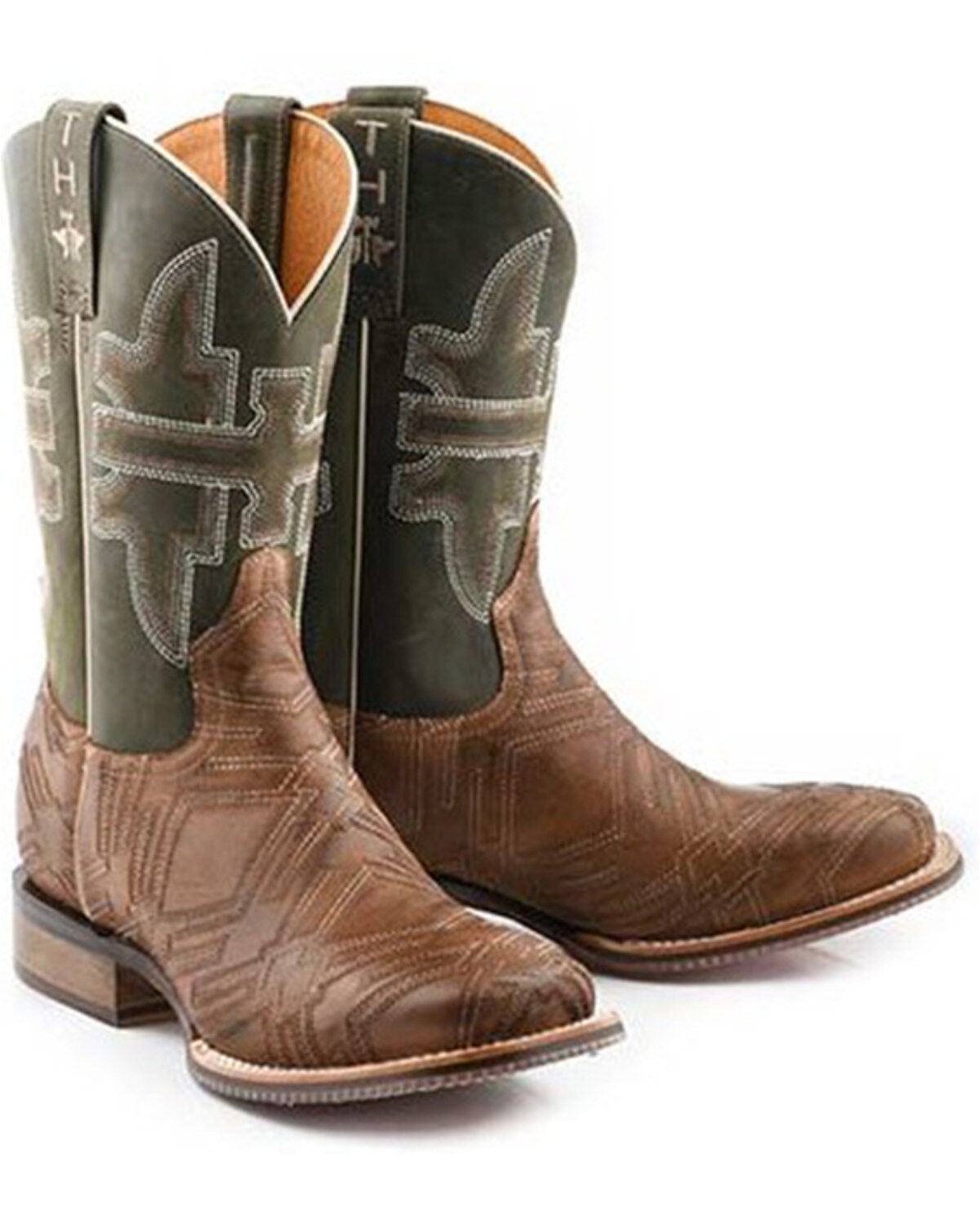 Tin Haul Men's I'm In Stitches Cowboy Heritage Western Boots - Broad Square Toe, Tan, hi-res