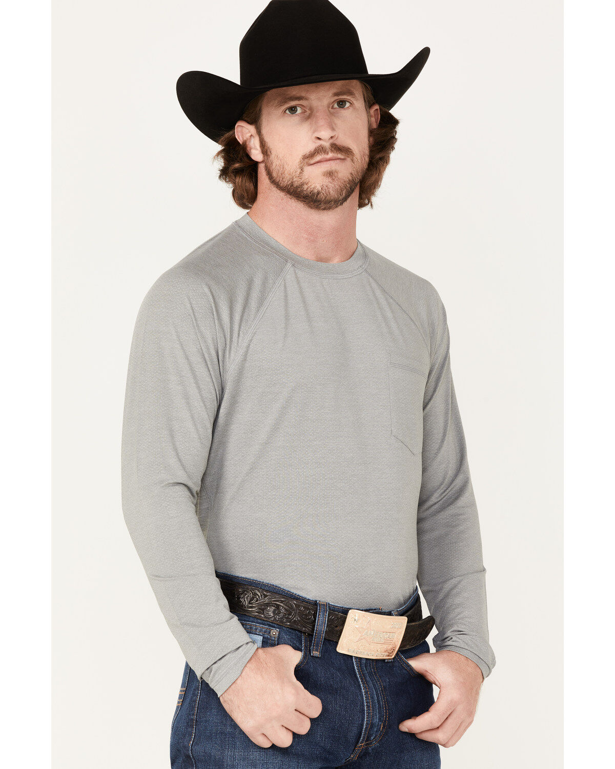 Image #2 - RANK 45&reg; Men's Solid Performance Long Sleeve T-Shirt, Charcoal, hi-res