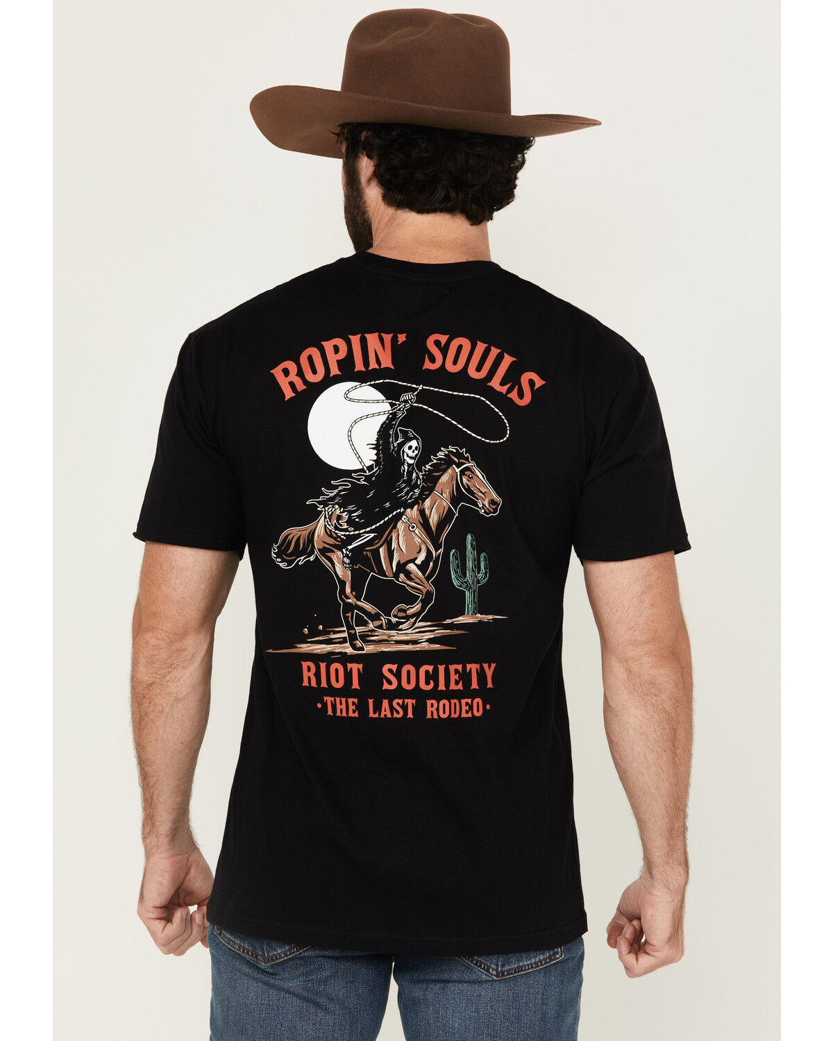 Riot Society Men's Boot Barn Exclusive Ropin' Souls Reaper Short Sleeve Graphic T-Shirt, Black, hi-res