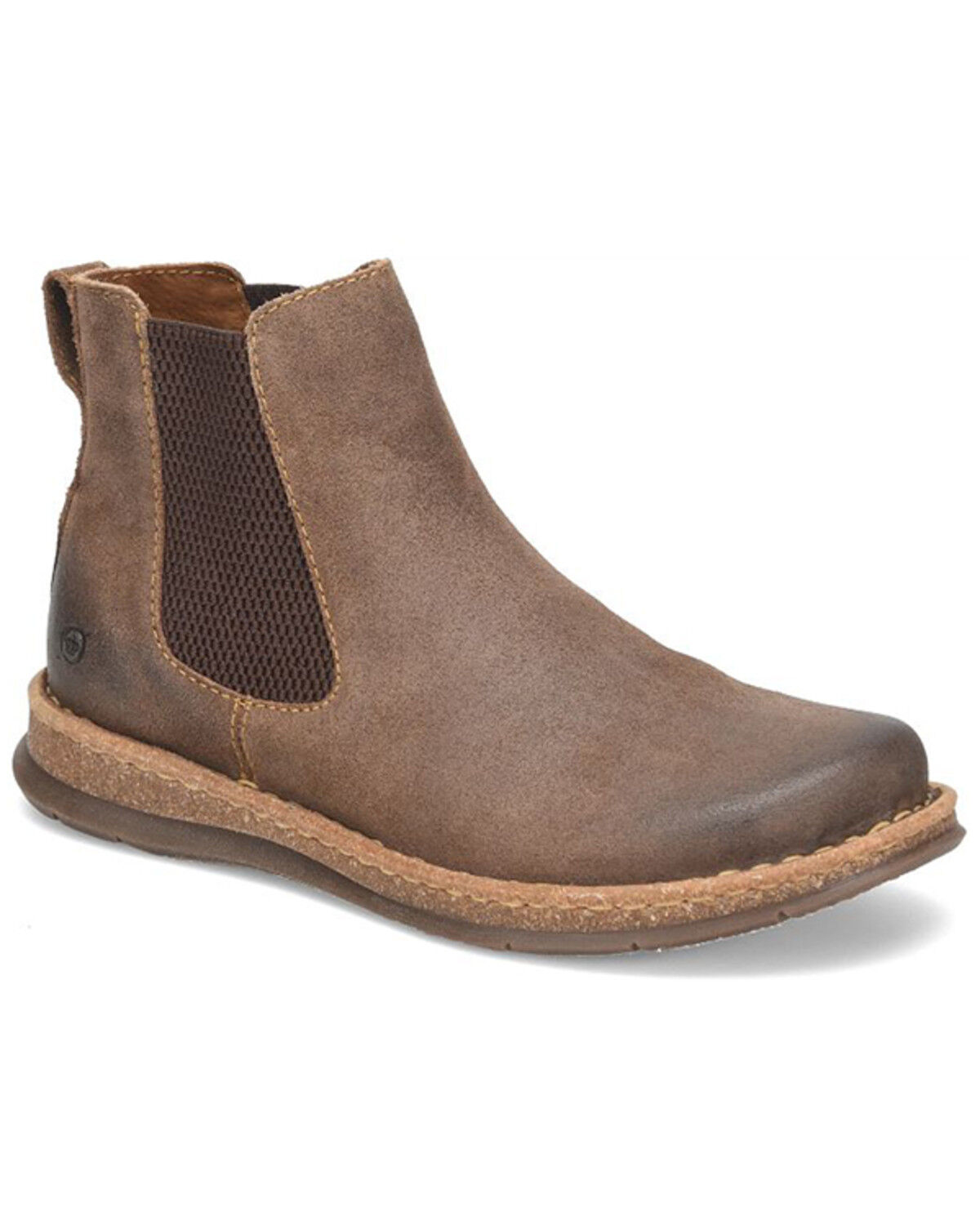 Born Men's Brody Distressed Ankle  Boots - Round Toe, Taupe, hi-res