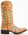 Image #3 - Corral Girls' Floral Embroidered Blacklight Western Boots - Square Toe , Honey, hi-res