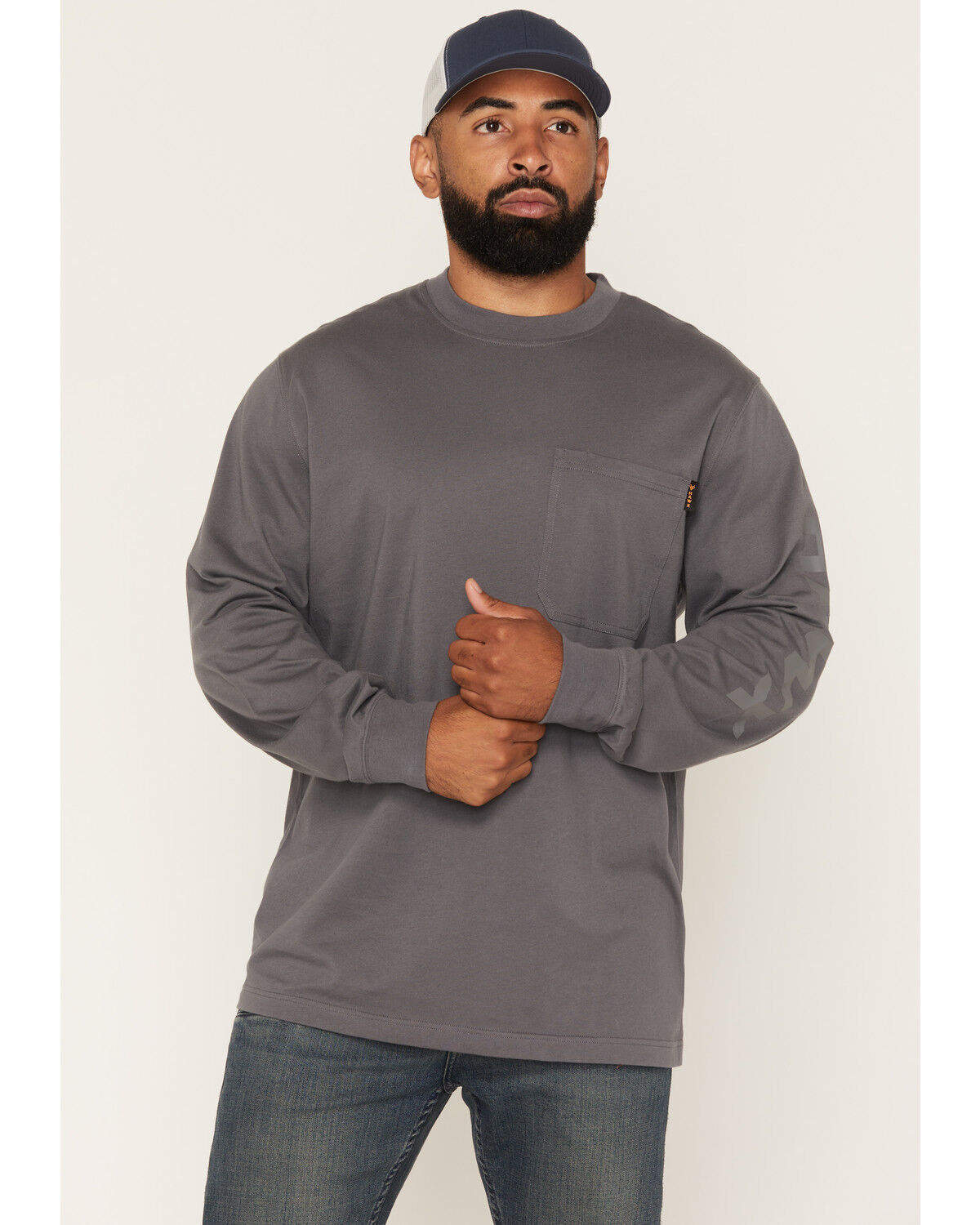 Image #1 - Hawx Men's Logo Graphic Long Sleeve Work T-Shirt, Charcoal, hi-res