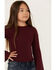 Image #2 - Shyanne Girls' Long Sleeve Bell Shirt, Burgundy, hi-res