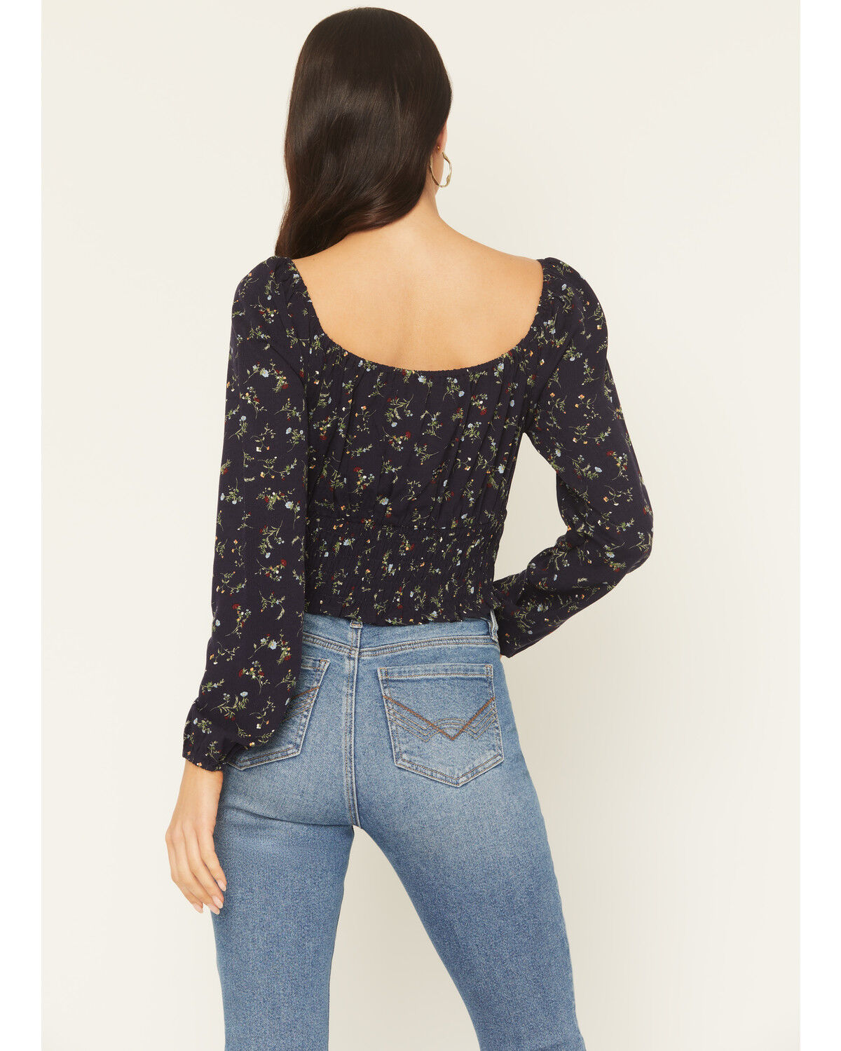 Image #4 - Idyllwind Women's Turner Ditsy Floral Print Long Sleeve Top, Indigo, hi-res