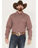 Image #1 - Cowboy Hardware Men's Puzzle Star Geo Print Long Sleeve Button-Down Western Shirt, Burgundy, hi-res