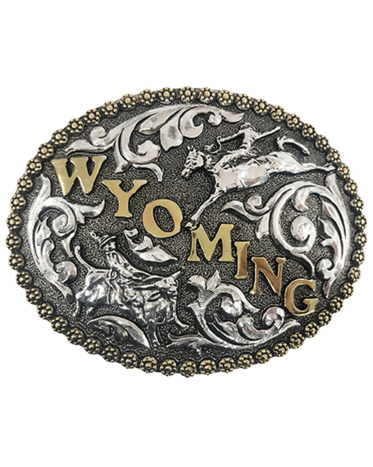 Image #1 - Cody James Wyoming Bronco & Bull Riders Belt Buckle, No Color, hi-res