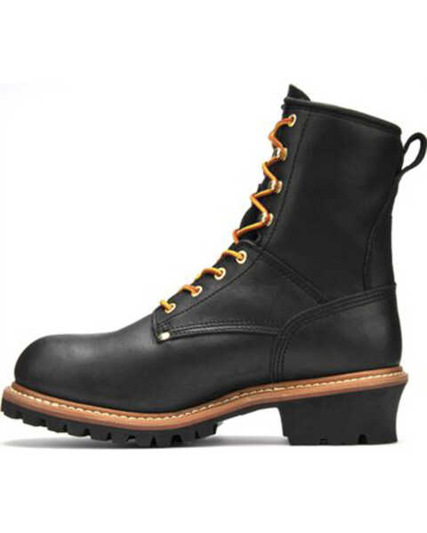 Image #3 - Carolina Men's 8" Logger Boots - Steel Toe, Black, hi-res