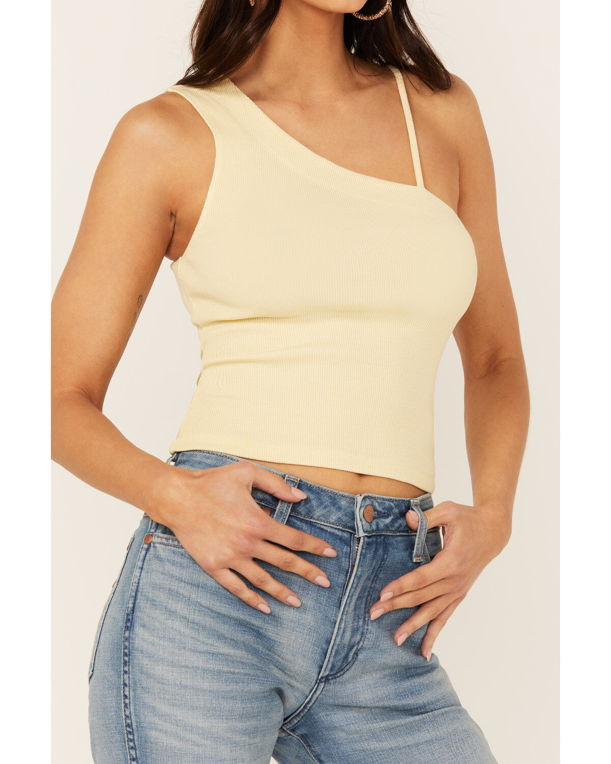 Image #3 - People of Leisure Women's Hollie One Shoulder Tank, Cream, hi-res