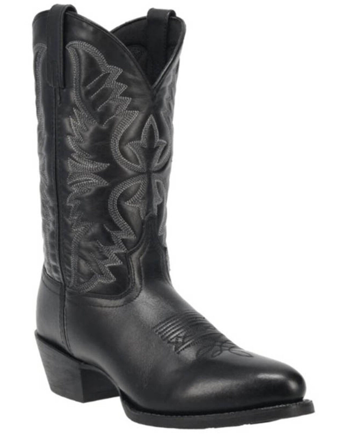 Image #2 - Laredo Men's Embroidered Round Toe Western Boots, Black, hi-res