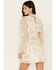 Image #4 - Sadie & Sage Women's Cham Afterglow Metallic Floral Print Mini Dress, Off White, hi-res