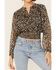 Image #2 - Lush Women's Floral Cropped Blouse, Black, hi-res