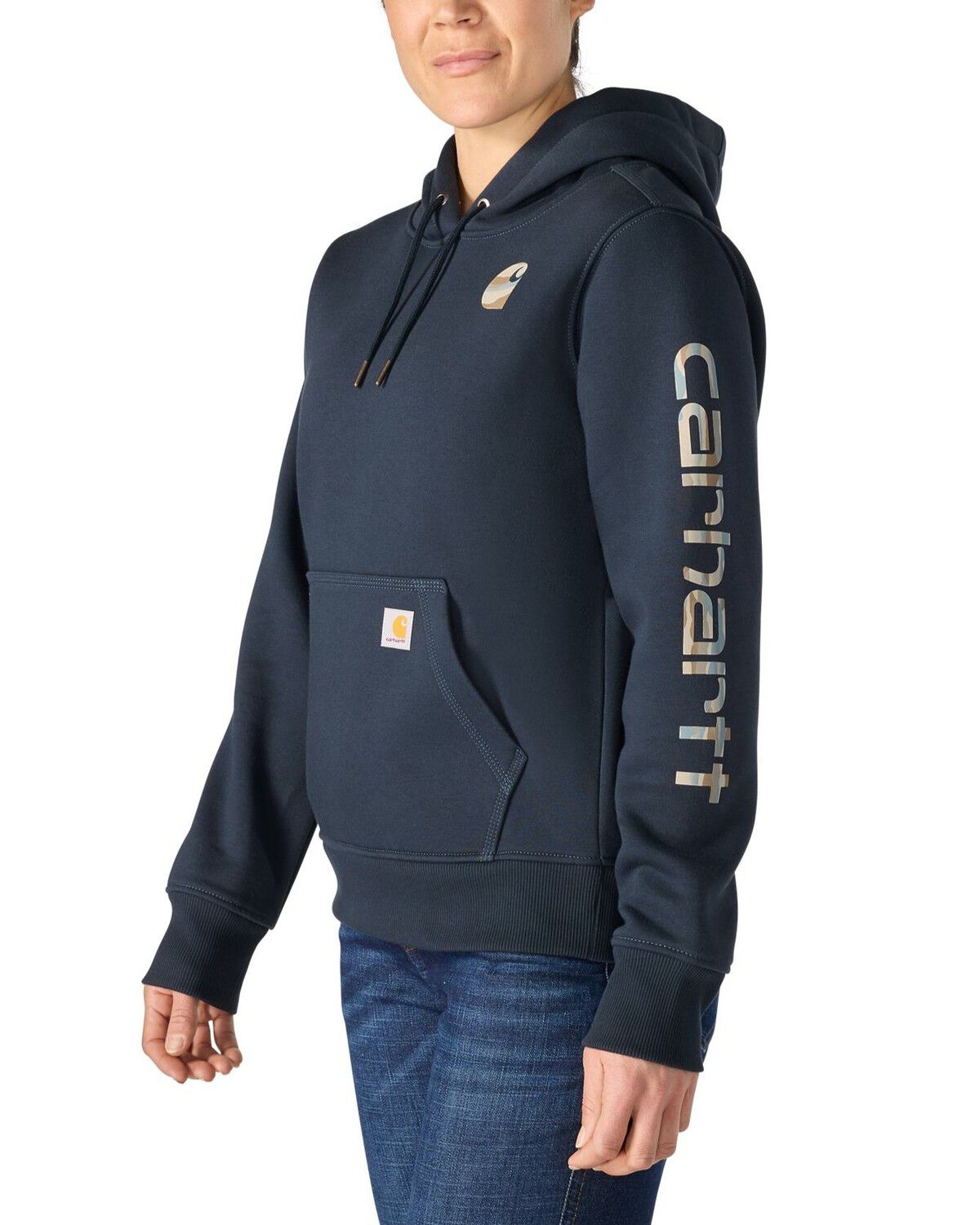 Image #1 - Carhartt Women's Iconic Clarksburg Logo Sweatshirt, Blue, hi-res