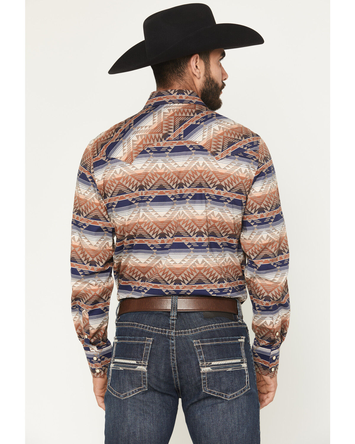 Image #4 - Rock & Roll Denim Men's Southwestern Print Long Sleeve Snap Stretch Western Shirt, Tan, hi-res