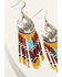 Image #2 - Shyanne Women's Frontier Antique Teardrop Seed Bead Fringe Earrings , Silver, hi-res