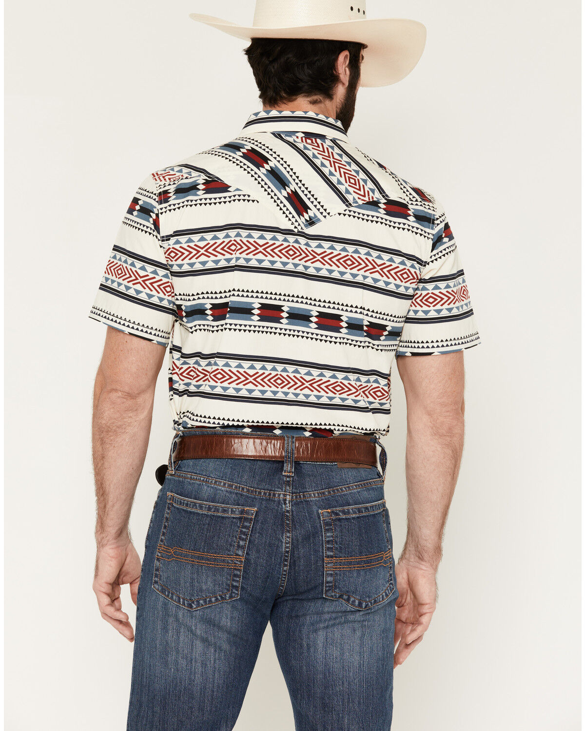 Image #4 - Cody James Indian Summer Southwestern Print Short Sleeve Snap Western Shirt, Ivory, hi-res