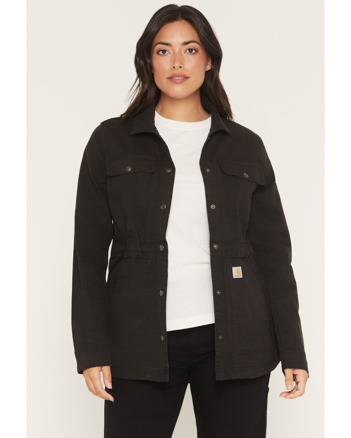 Carhartt Women's Tencel&trade; Fiber Series Relaxed Canvas Coat, Black, hi-res