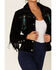 Image #2 - Scully Women's Fringe & Beaded Suede Jacket, Black, hi-res