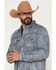 Image #2 - Scully Men's Distressed Leather Button-Down Trucker Jacket, Slate, hi-res