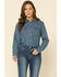 Image #1 - Wrangler Women's Medium Denim Snap Long Sleeve Western Shirt, Blue, hi-res