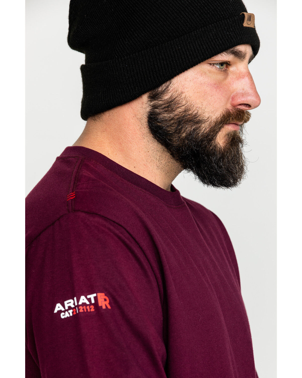 Image #4 - Ariat Men's FR Roughneck Skull Logo Crew Long Sleeve Work T-Shirt - Big, Red, hi-res