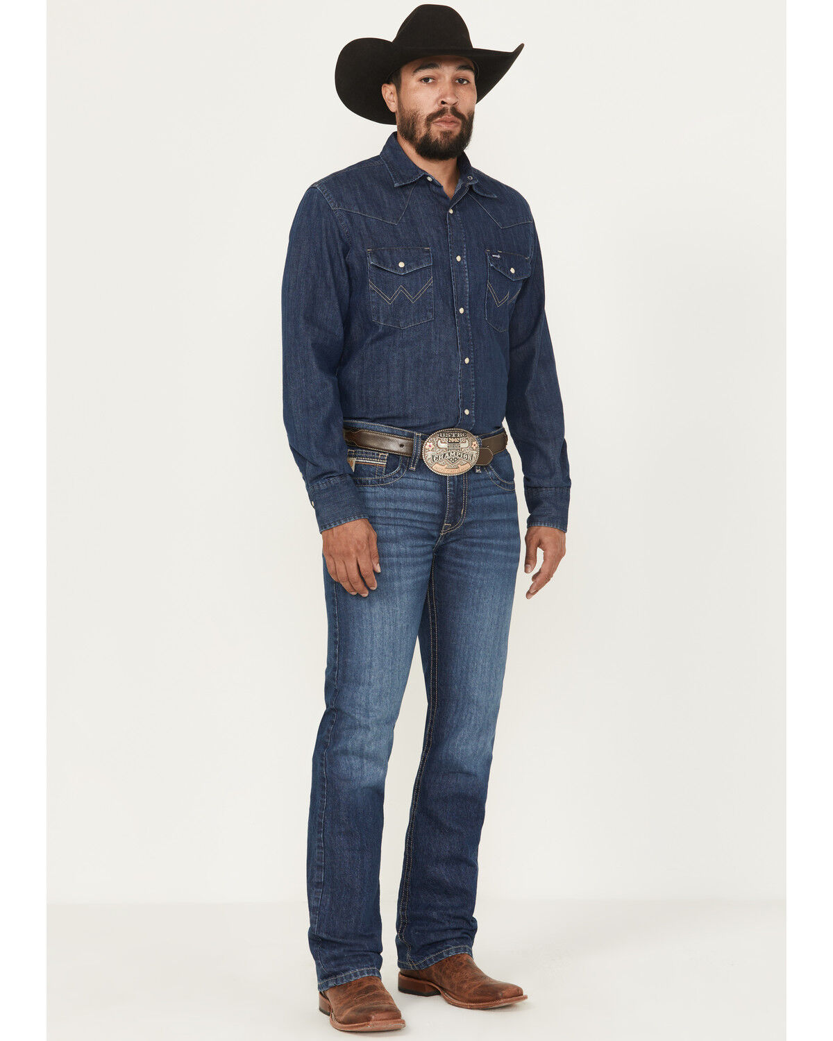 Cinch Men's Medium Wash Ian Slim Bootcut Denim Jeans, Medium Wash, hi-res