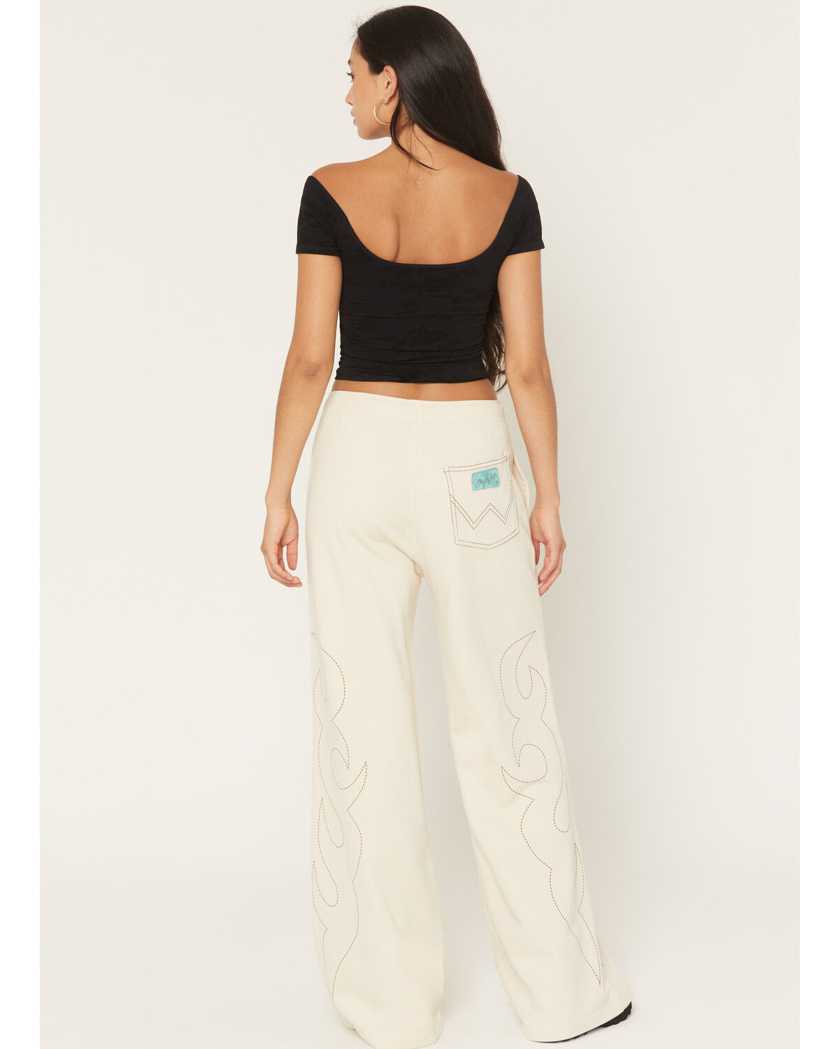 Image #3 - Wrangler X Lainey Wilson Women's High Rise Cowboy Sweatpants, White, hi-res