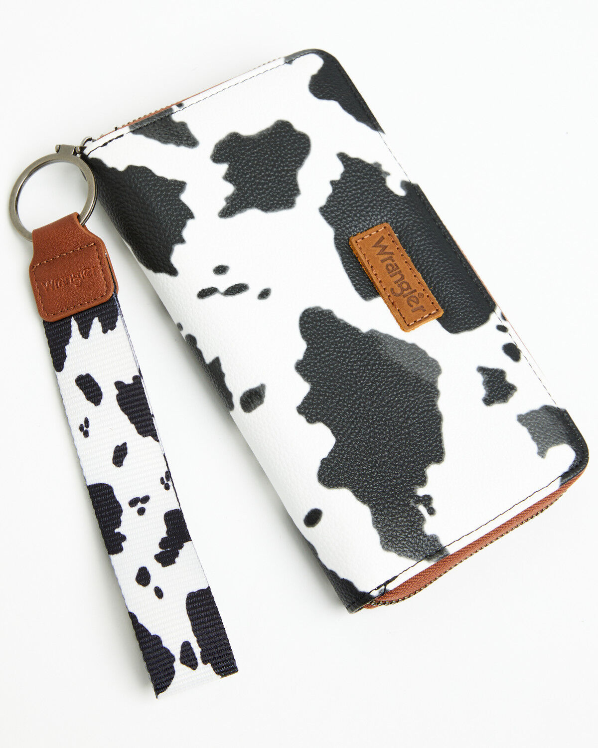 Wrangler Women's Boot Barn Exclusive Daisy Cow Print Wallet, Brown, hi-res