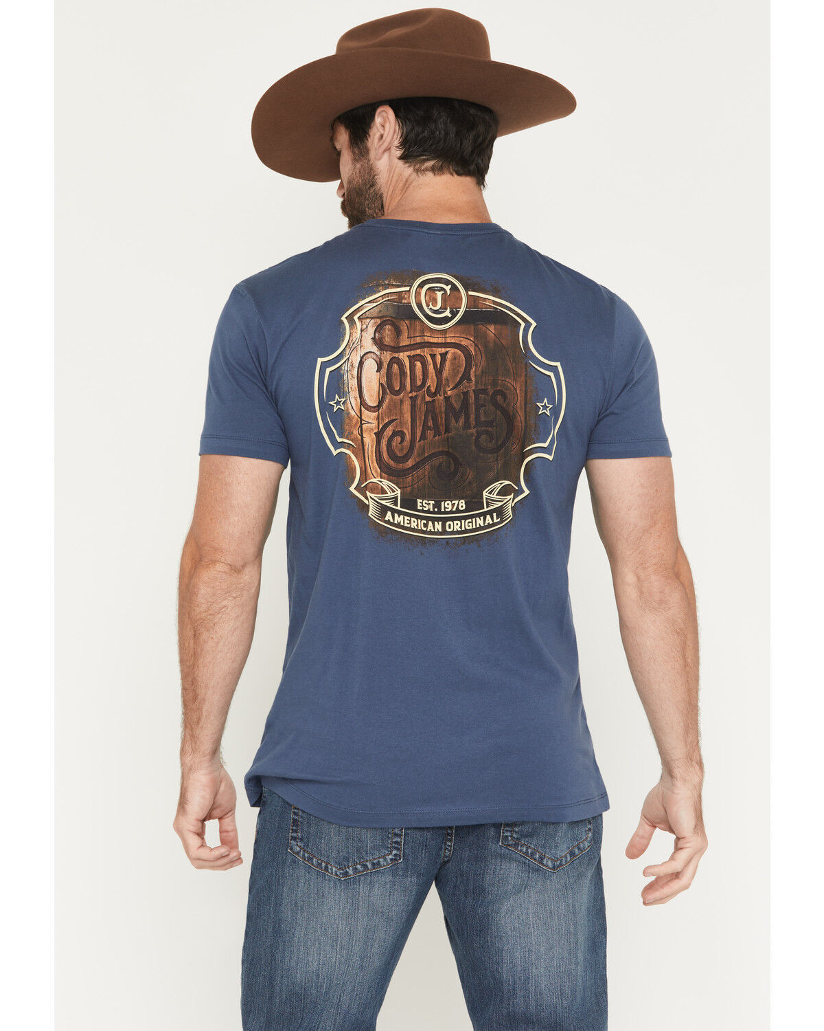 Cody James Men's Whiskey Barrel Logo Short Sleeve Graphic T-Shirt, Navy, hi-res