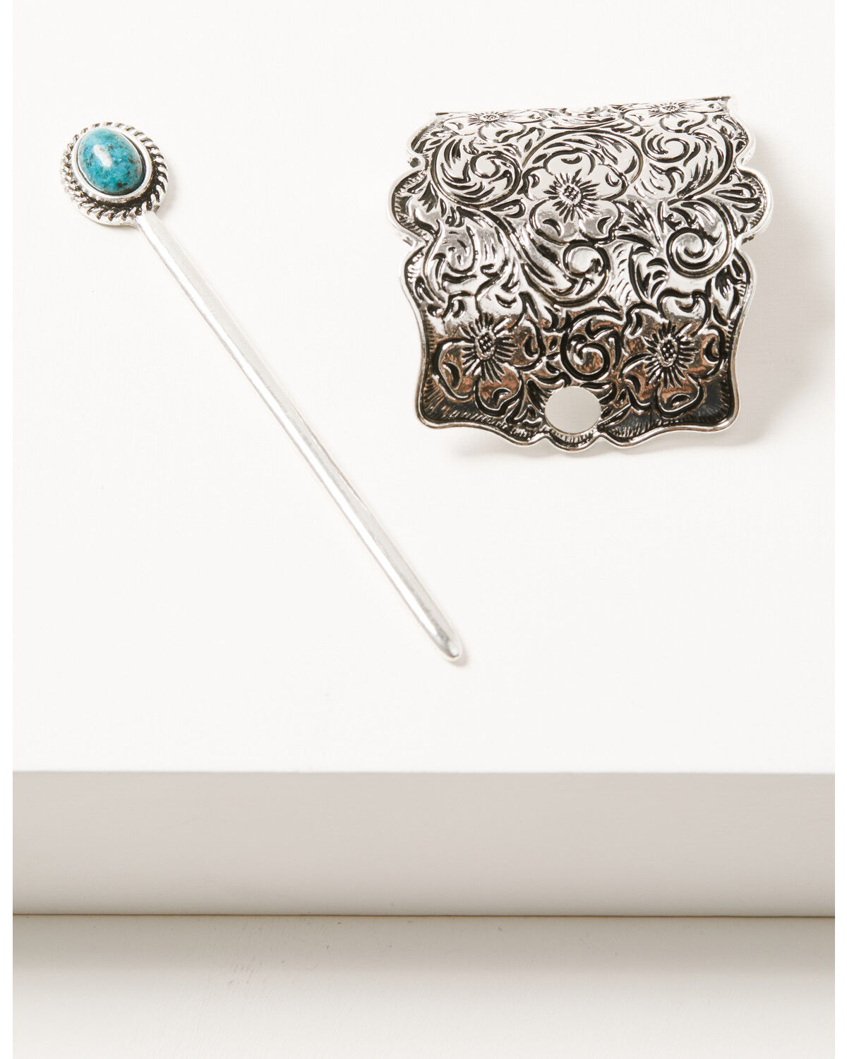 Image #3 - Shyanne Women's American Heritage Stamped Silver Ponytail Hair Pin, Silver, hi-res