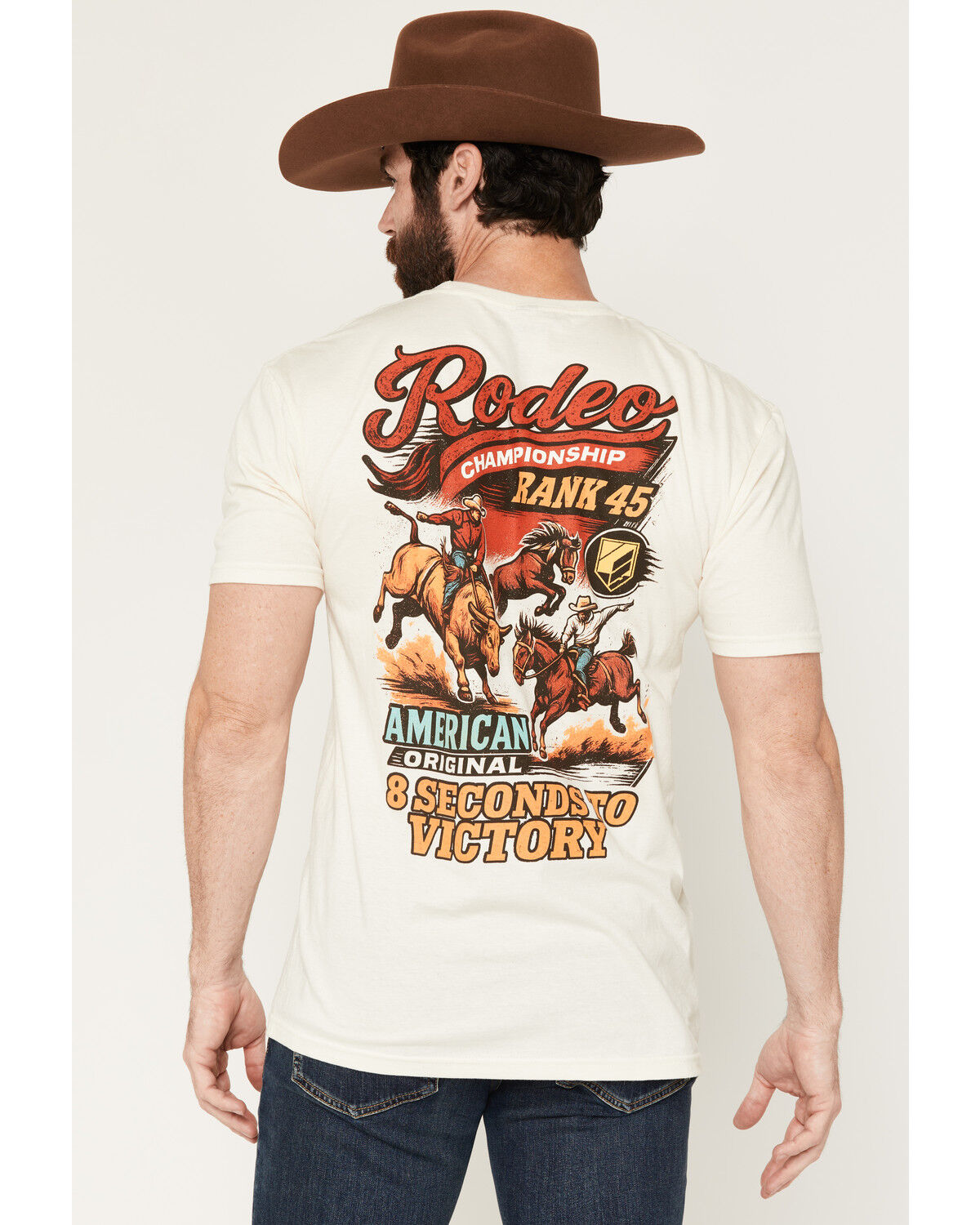 RANK 45&reg; Men's 8 Seconds to Victory Short Sleeve Graphic T-Shirt, Cream, hi-res