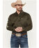 Image #1 - Ariat Men's Logo Solid Twill Long Sleeve Button-Down Western Shirt - Tall, Olive, hi-res