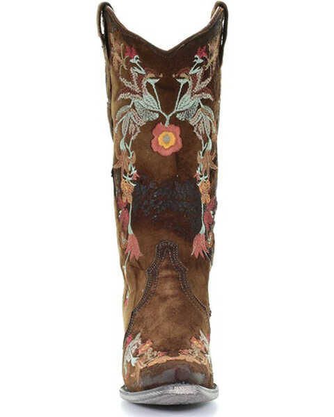 Image #4 - Corral Women's Floral Embroidered Western Boots - Snip Toe, Chocolate, hi-res