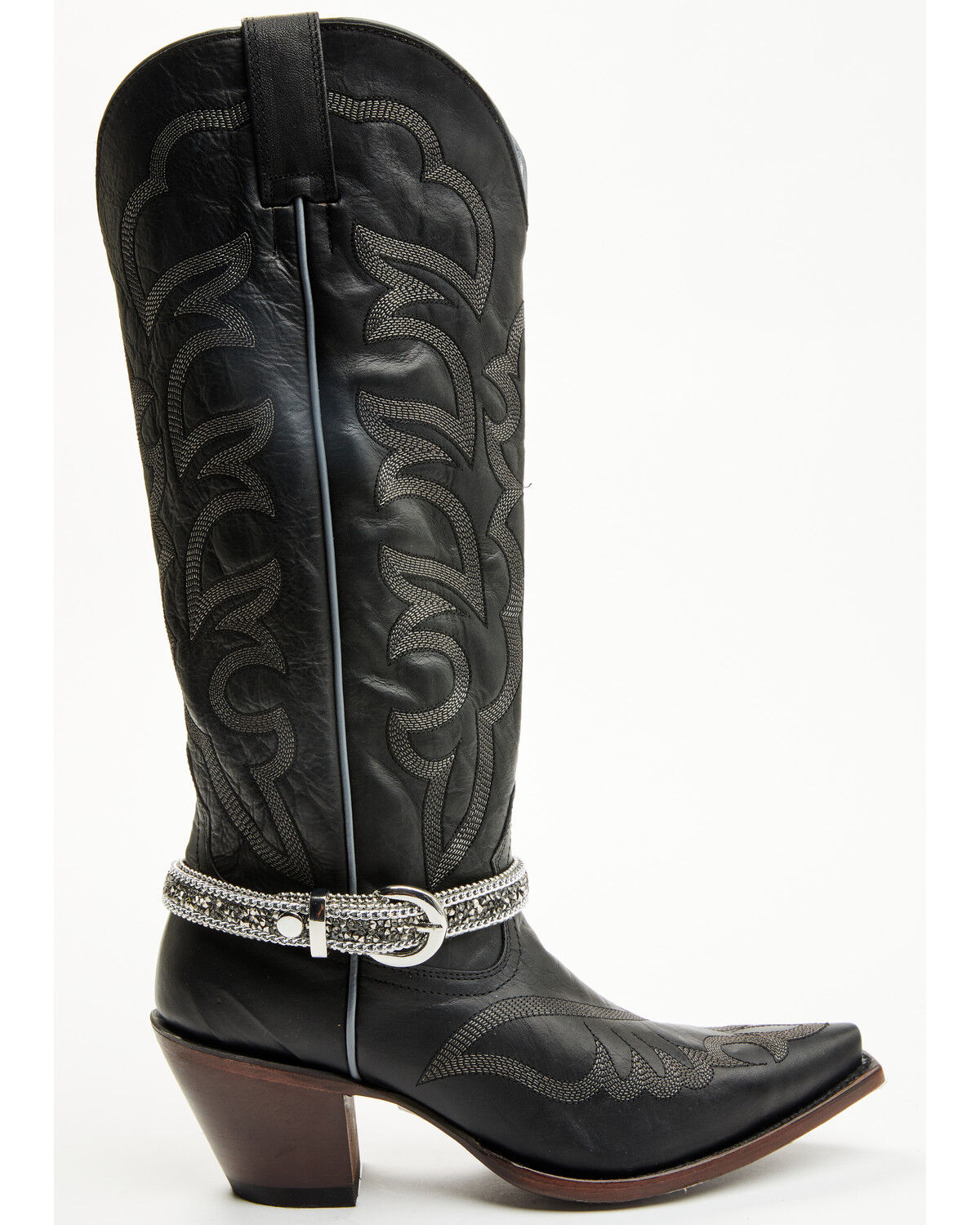 Image #2 - Shyanne Women's Rhinestone Studded Strap Boot Jewelry, Black, hi-res