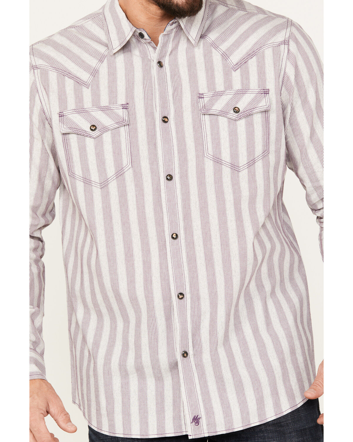 Image #3 - Moonshine Spirit&reg; Men's Cosmic Dobby Striped Long Sleeve Western Snap Shirt, Purple, hi-res