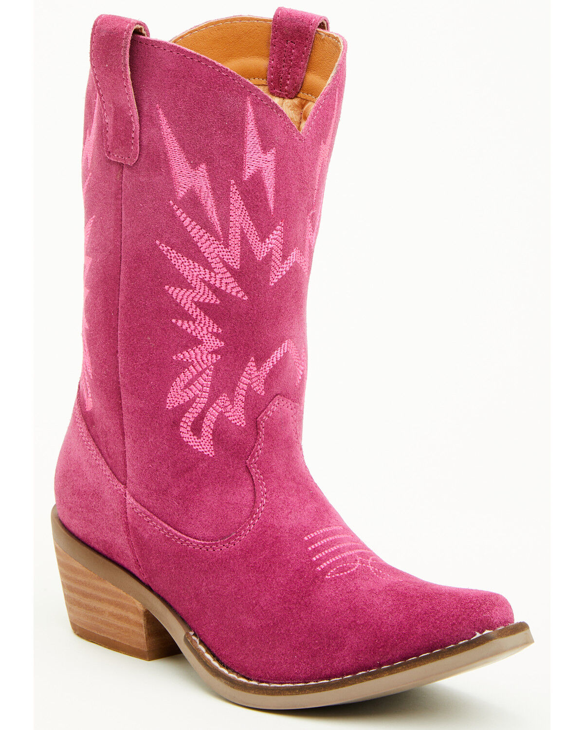 Dingo Girls' Thunder Road Suede Western Boots - Snip Toe, Pink, hi-res