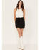 Image #1 - Sadie & Sage Women's Denim Mini Skirt, Black, hi-res