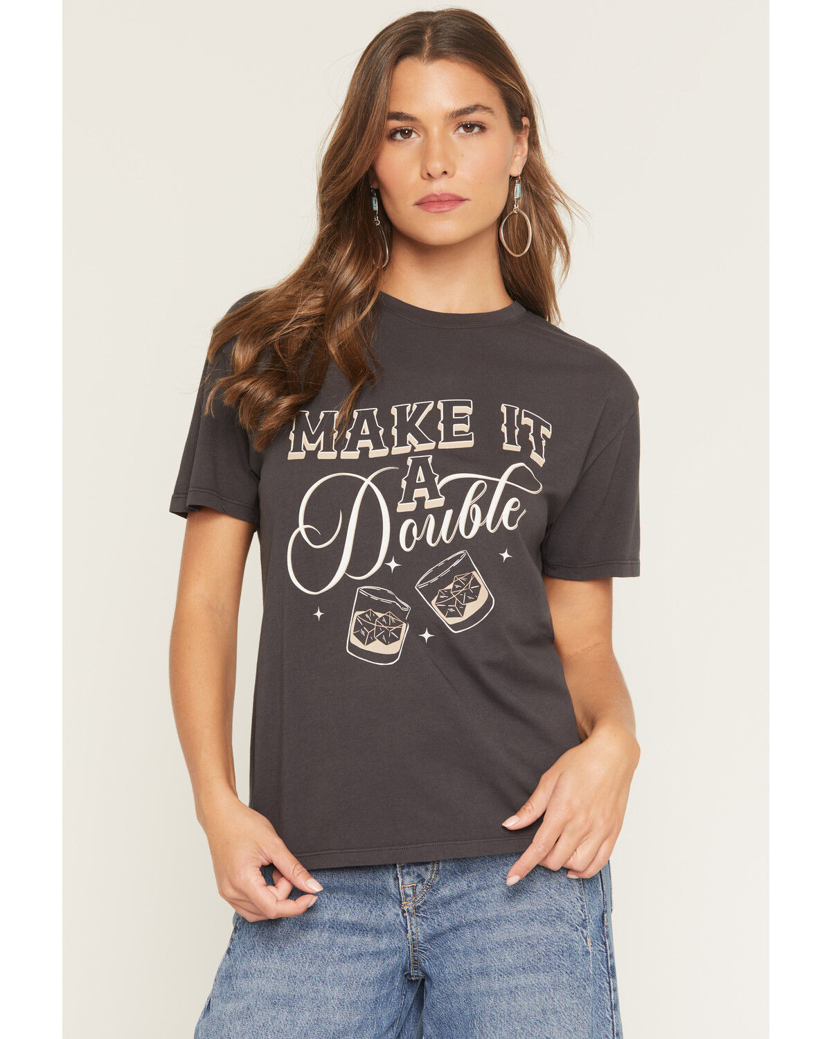 White Crow Women's Make It A Double Short Sleeve Oversized Graphic Tee, Black, hi-res